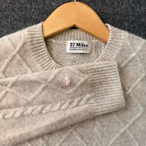 27 Miles brand Women’s XS Cream Cable Knit Cashmere Sweater